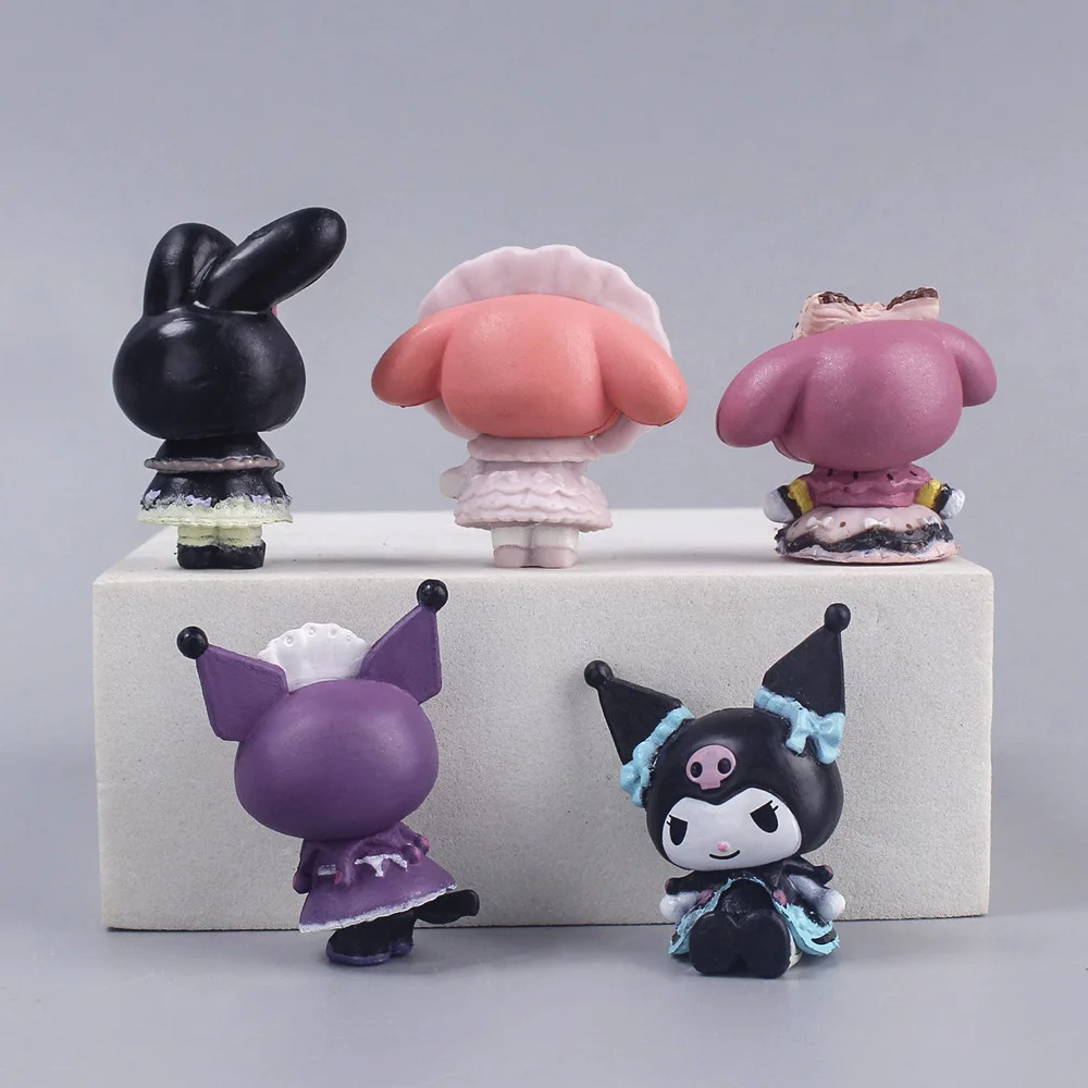 5pcs/Set Anime kawaii Sanrio  Action Figure Toys Cute Kuromi Mymelody Cinnamorol Figurine Dolls girl Birthday Gift