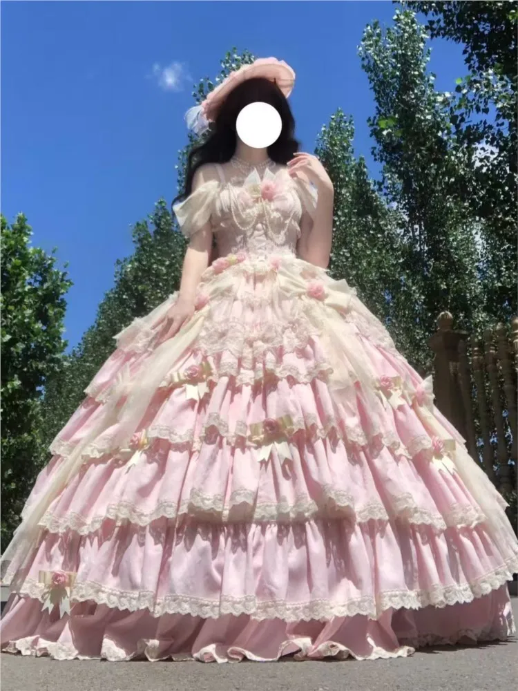 Pink ballet-style wedding dress student day coming-of-age ceremony art examination and hosting