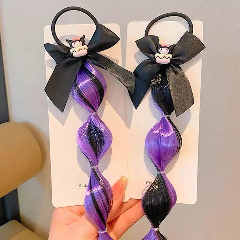 Sanrio Kuromi Mädchen Halloween-Kostümzubehör Cosplay Haarspangen Perücke Zopf Haargummi Bubble-Zopf Pferdeschwanz Haarband Schleifenklammer – Detail 12