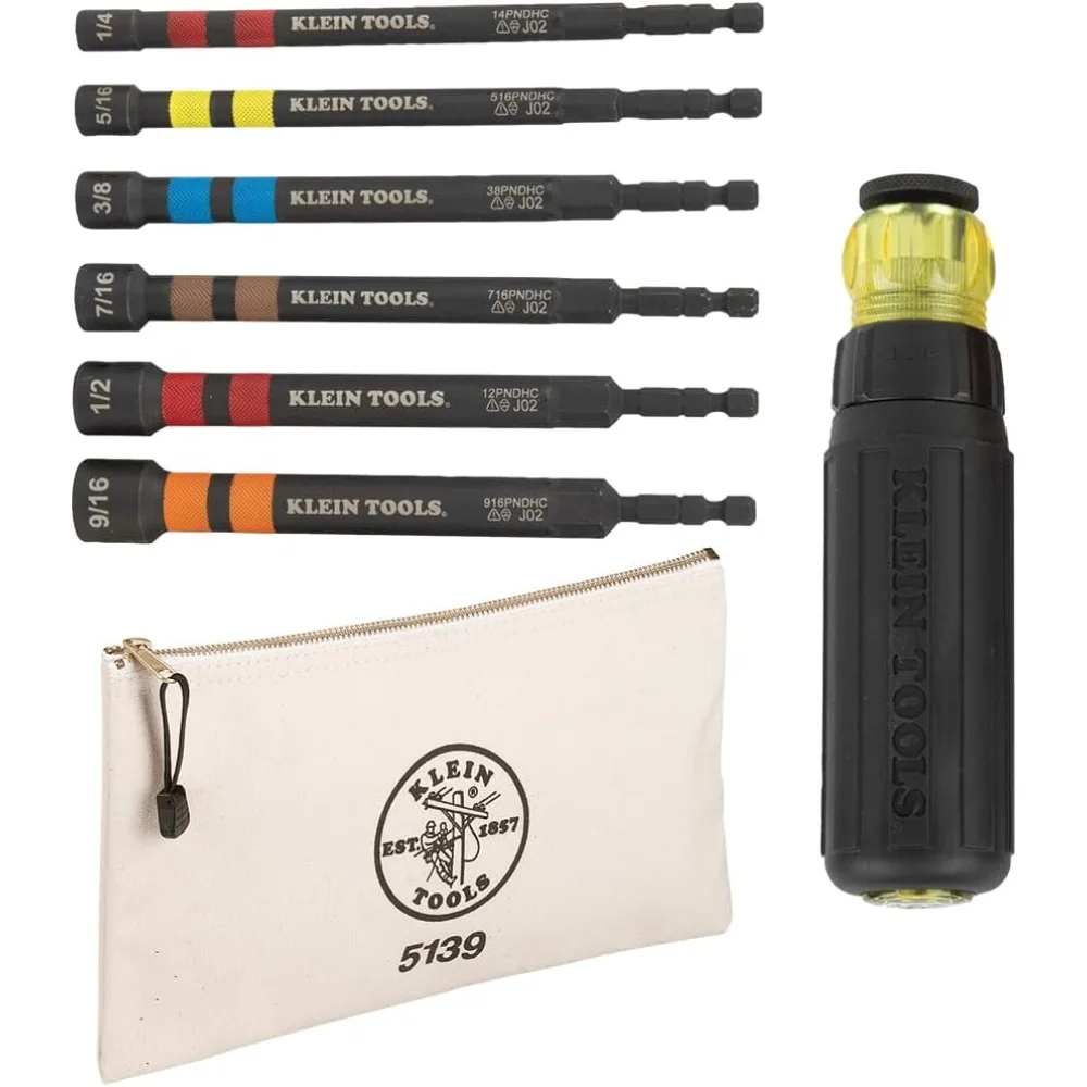 مجموعة مفكات صامولة مجوفة قابلة للتعديل مع مقبض مغناطيسي و6 أحجام سداسية، وحدة تخزين قماشية بسحاب #1