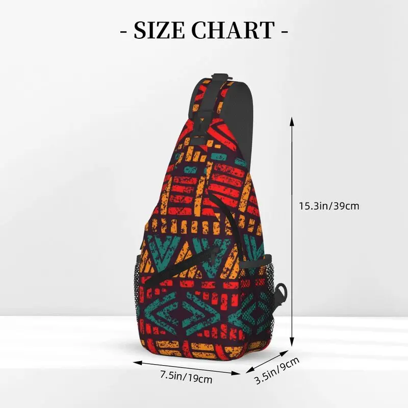 African Bogolan Sling Chest Bag Africa Ethnic Tribal Art Shoulder Crossbody Backpack for Men Women Daily Travel Hiking Daypack
