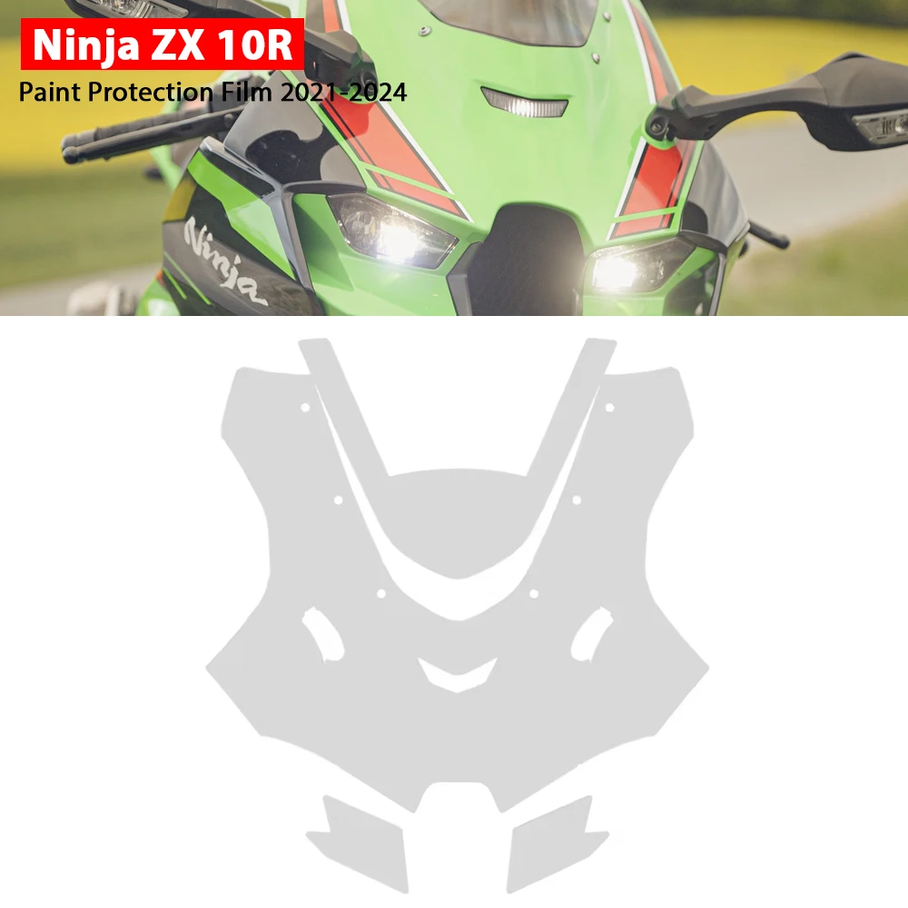 دراجة نارية بولي TPU ZX-10R هدية الطلاء طبقة حماية الزجاج الأمامي غير مرئية مجموعة ملصقات شفافة لكاواساكي نينجا ZX10R 21-24 #1