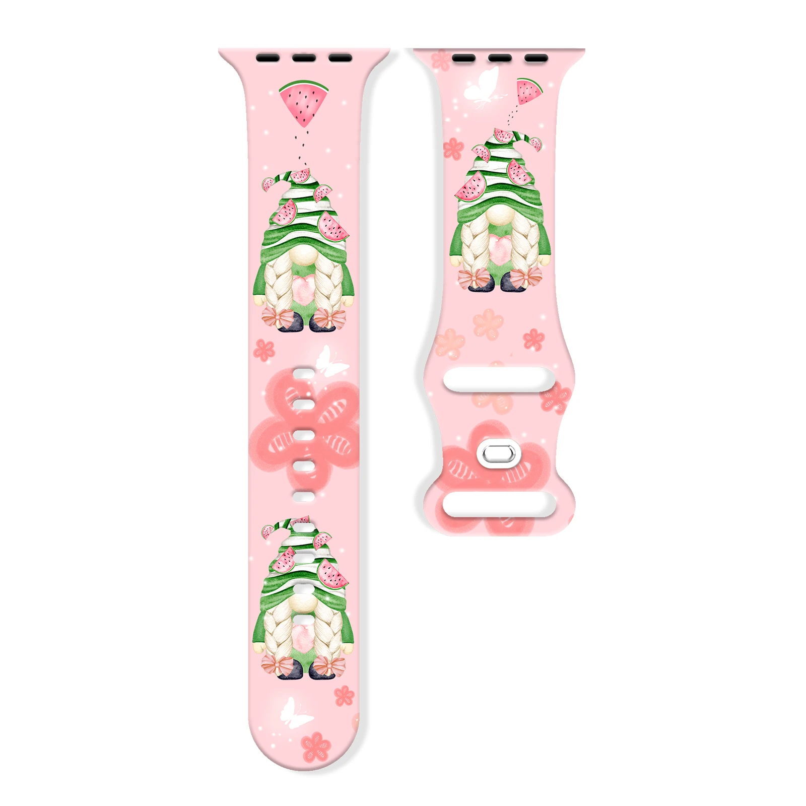 

Relaxed Fruit Fairies Series Print Watchband for Apple Watch 11/10/9/8/SE, Soft Waterproof Replacement Silicone Strap 45/44/42mm