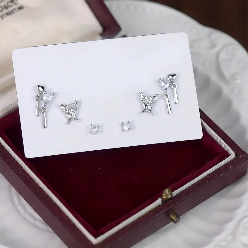 INS Style Liquid Butterfly Ear Holes 6 Piece Set Ear Studs New Trendy Popular Design High Grade Sense Niche Clip Earrings Women