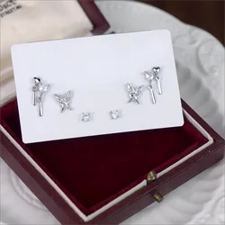 INS Style Liquid Butterfly Ear Holes 6 Piece Set Ear Studs New Trendy Popular Design High Grade Sense Niche Clip Earrings Women