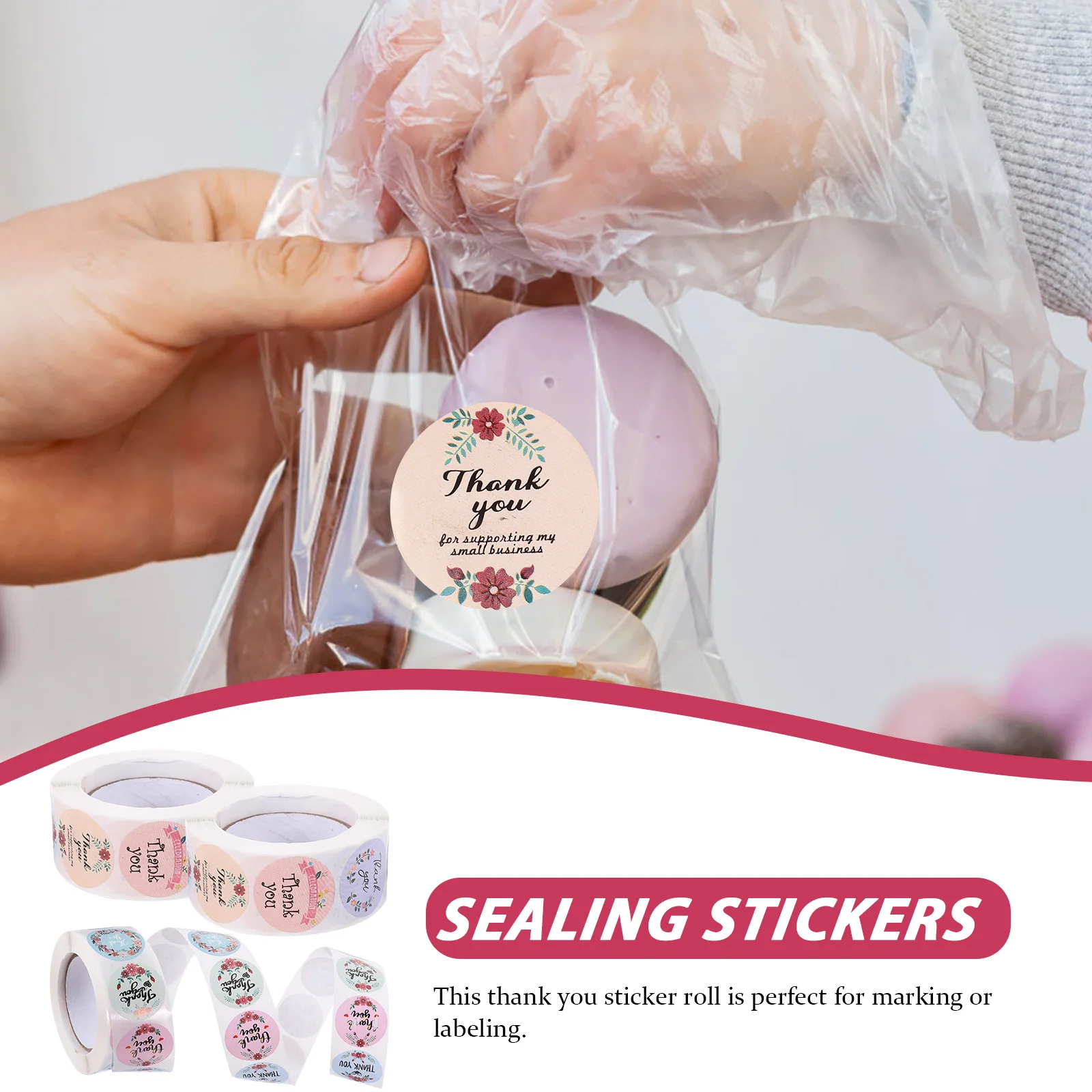 

3pcs 3 Rolls Round Thank You Label Stickers Decorative Stickers For Gift Wrapping Party Decoration Bag Sealing Food Bag Wrapping
