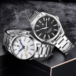 Corgeut 41mm Men's Clock Automatic Relogio Masculino Miyota 8215 Movement Mechanical Sapphire White Black Dial Steel Band Watch