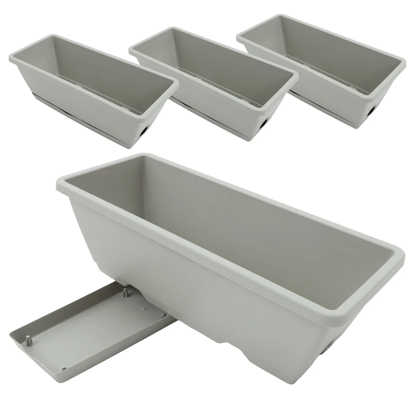 

4 set Large Rectangle Planters Sturdy Plastic Resin Lightweight Portable Flower Vegetable Succulent Growing