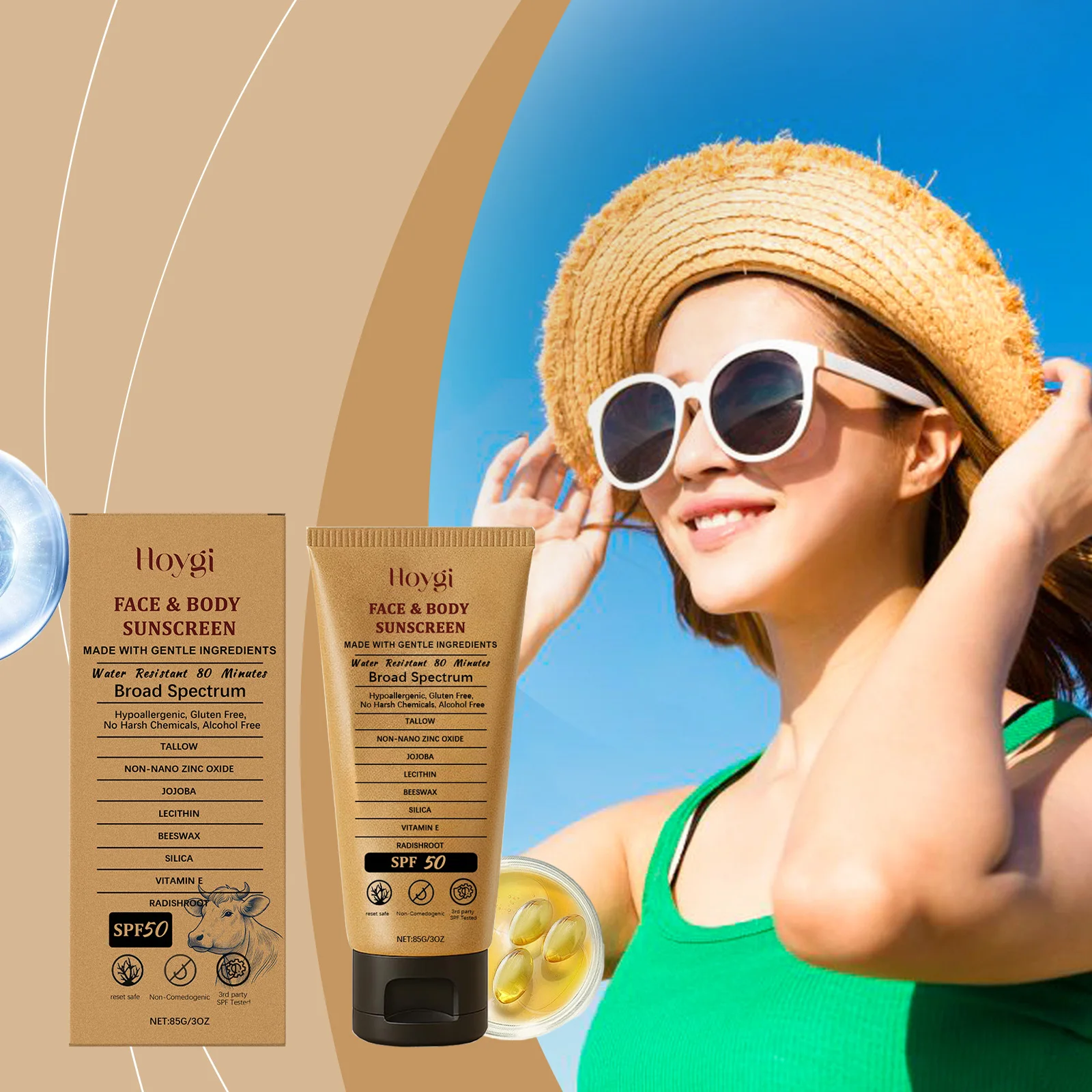 

Tallow Lightweight Protective Cream: UV-protective, moisturizing and isolating cream for body skin, ideal for summer outdoor use