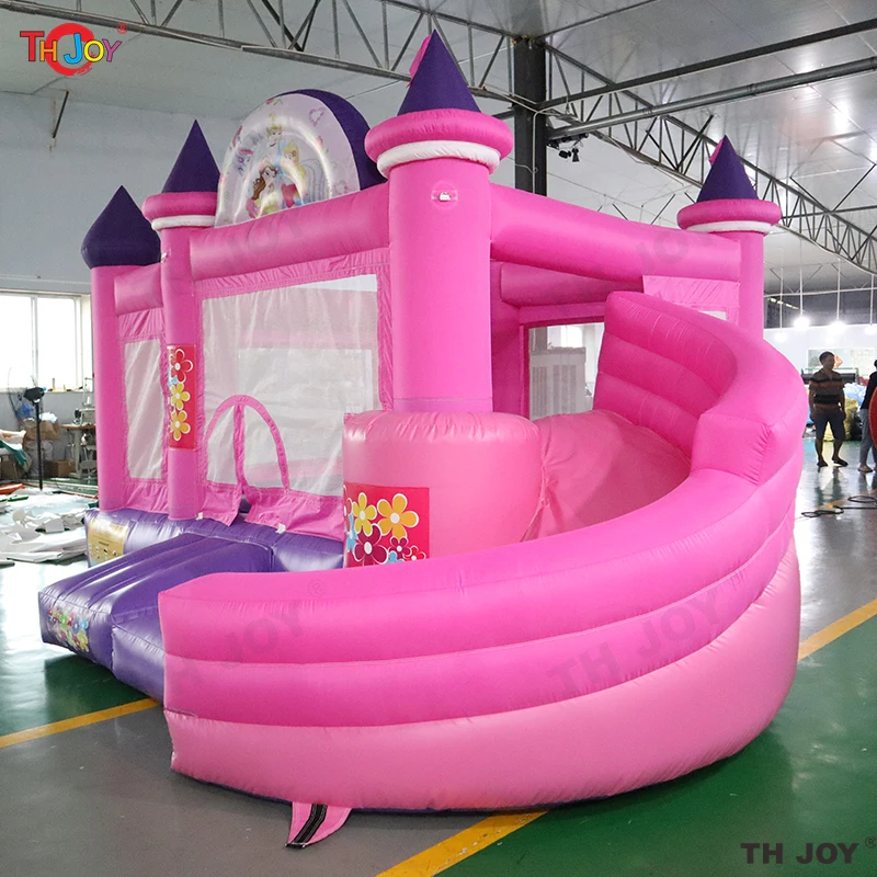 Inflatable Jumping Castle Slide 4.5*4*3.5M Pink Bounce House For Kids Bouncy House For Children With Blower Slide Outdoor Toy