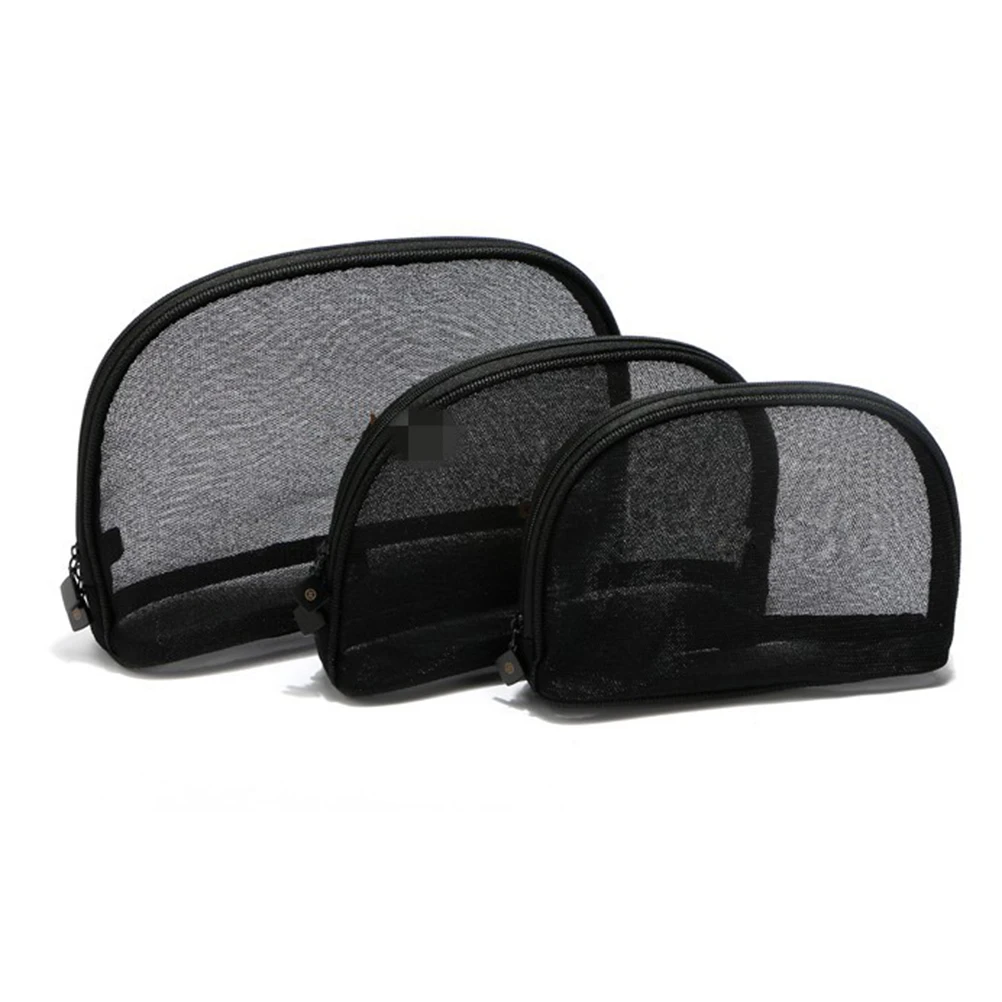 3-teiliges Taschen-Set, langlebiges Tuch, große Kapazität, tragbar, für Reisen, Make-up-Pinsel, Aufbewahrung, Netz-Reißverschluss-Design