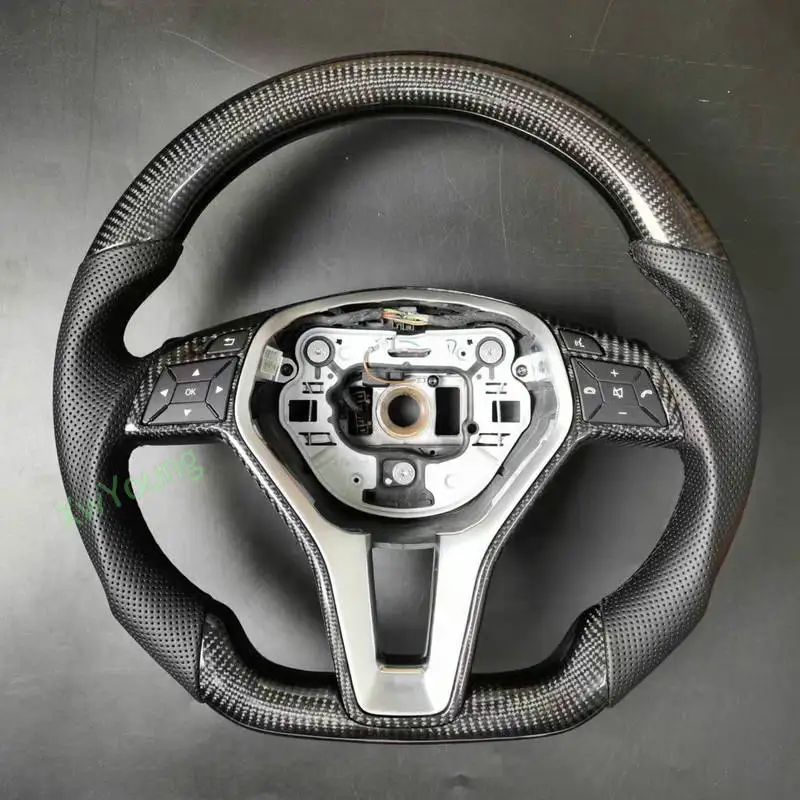 For Mercedes-Benz W204 W212 W218 GLK207 C63 A45 A172 E280 100% Real Carbon Fiber Car Steering Wheel With Leather