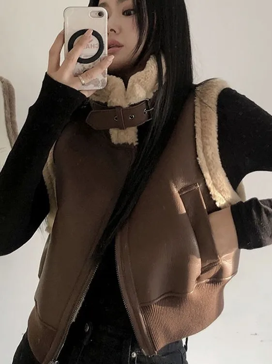 

Модный теплый жилет Plu Svel, женский высококачественный жилет из искусственной кожи или хлопка, модный трендовый осенний жилет с застежкой-молнией