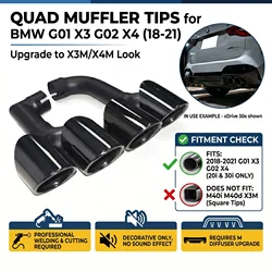 Quad Exhaust Tips for BMW X3 G01 X4 G02 2018-2021 (20i/30i ONLY) - X3M Look Upgrade (Requires M Diffuser)