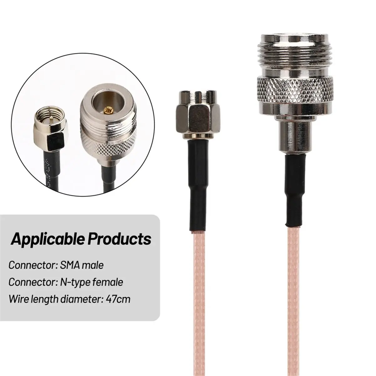 2PCS SMA Male Head Connector Change to N Female Coaxial Jumper Pigtail Connector for LoRa Fiberglass Antenna 868/915MHz
