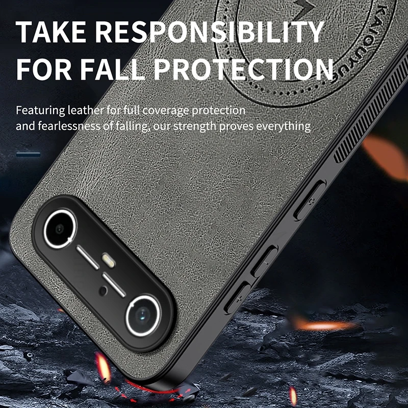 حافظة شحن لاسلكية مغناطيسية Magsafe لهاتف Tecno Spark Go Slim 5G PU غطاء مقاوم للصدمات لهاتف TECNO Camon 40 30 Pro 5G #5