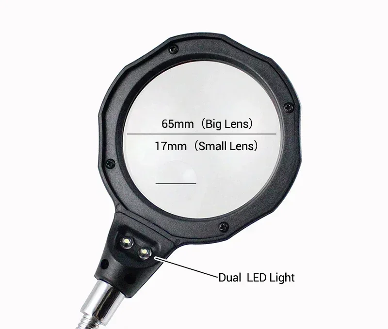 2 LED Third Hand Illuminated Magnifier Solder Clamp Table Lamp Magnifiying Glass Jewelry Loupe Electronic Repair Soldering Lupa