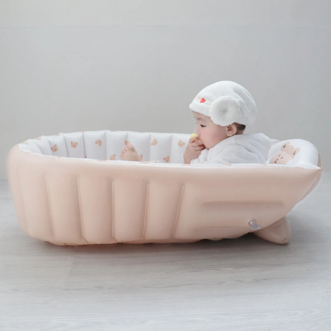 Baby Inflatable Bathtub, Portable Baby Bath Tub Non-slip Travel Bathtub Mini Air Swimming Pool Child Thick Folding Shower Tub