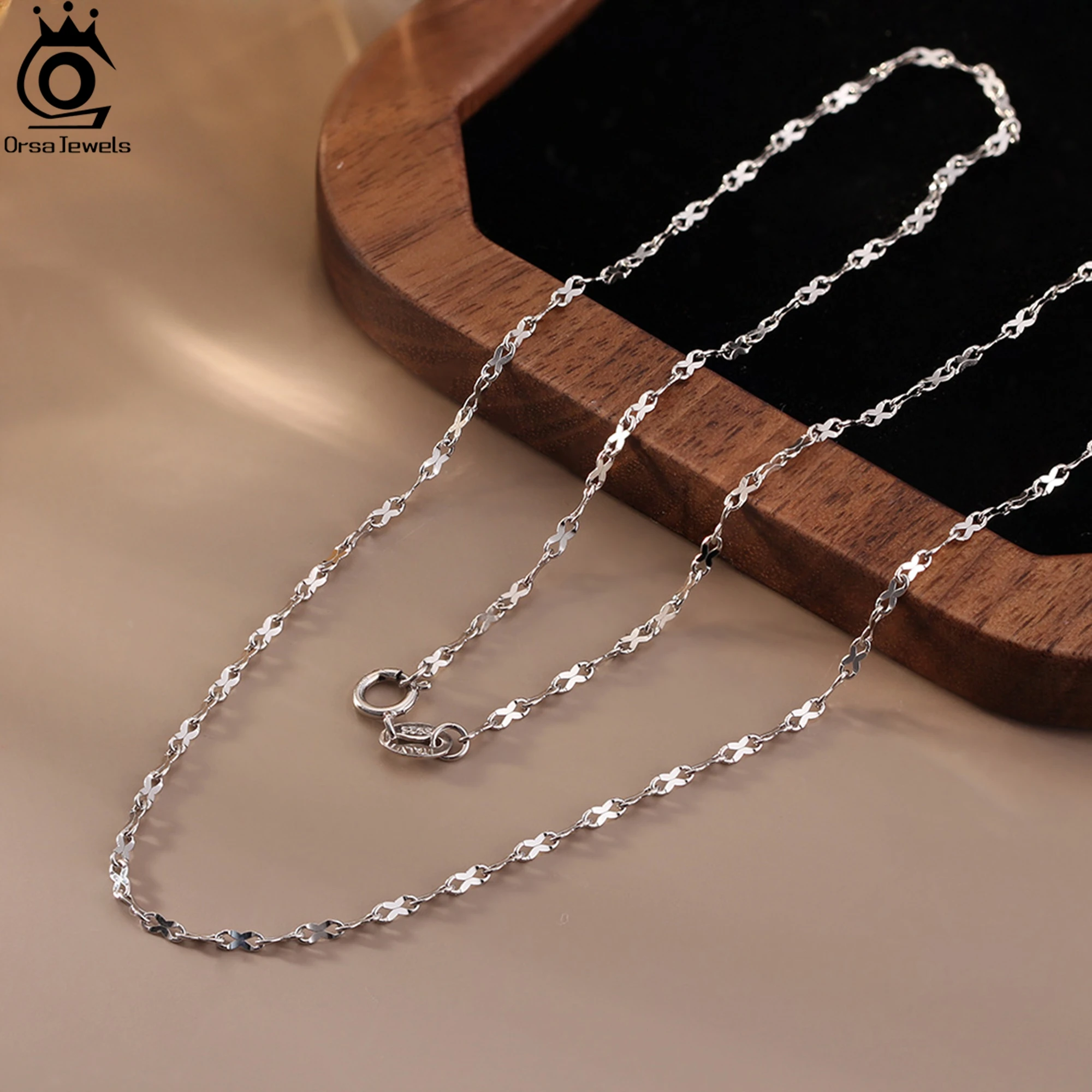 ORSA JEWELS 1.5mm Little Infinite Charm Link Chain Choker 925 Sterling Silver Necklace Multiple Size Selection Retro Style SC87