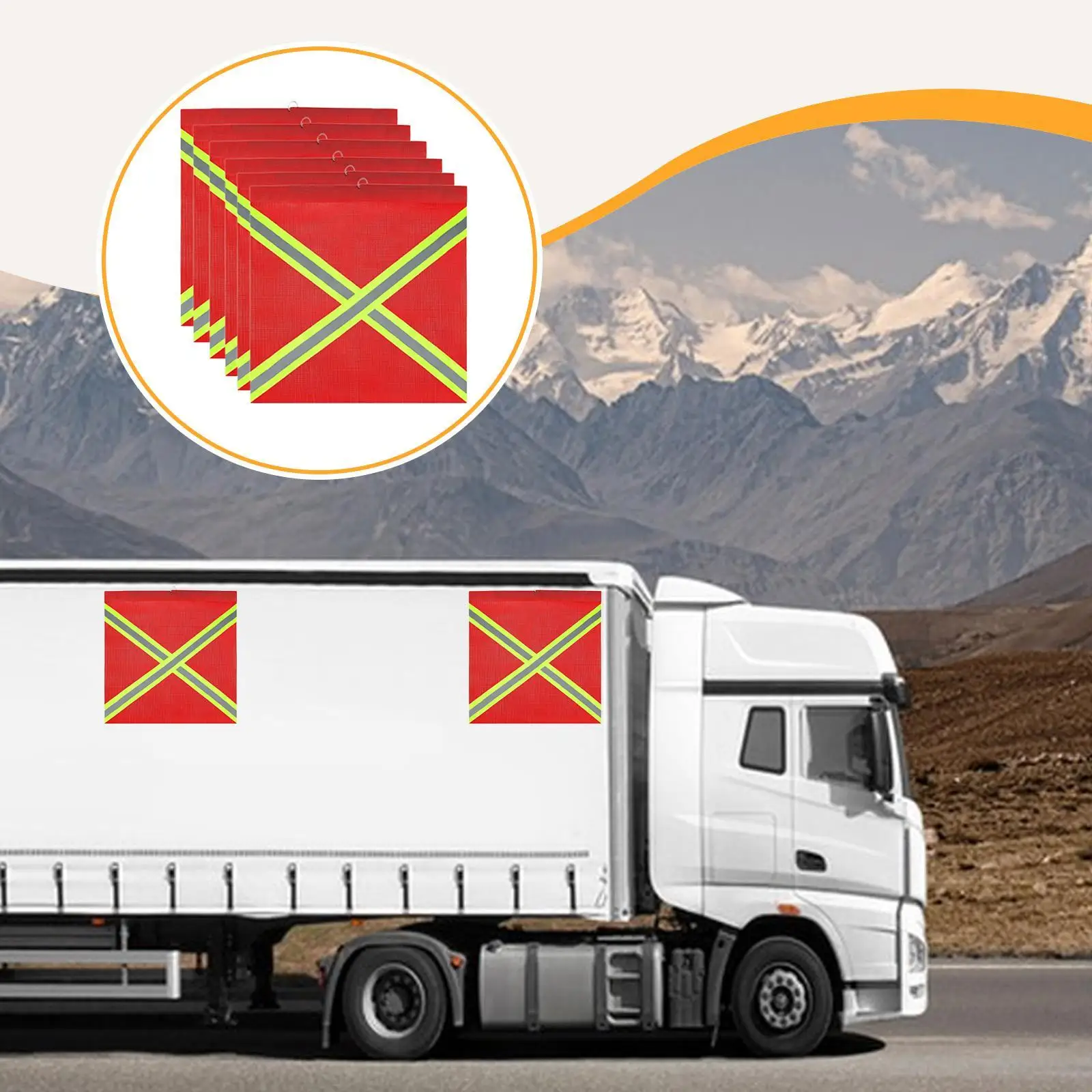 6 قطعة أعلام سلامة الشاحنة سهلة التركيب شبكة 18 بوصة × 18 بوصة ملحقات أعلام تحذير عالية الوضوح لقارب نقل المقطورة #1