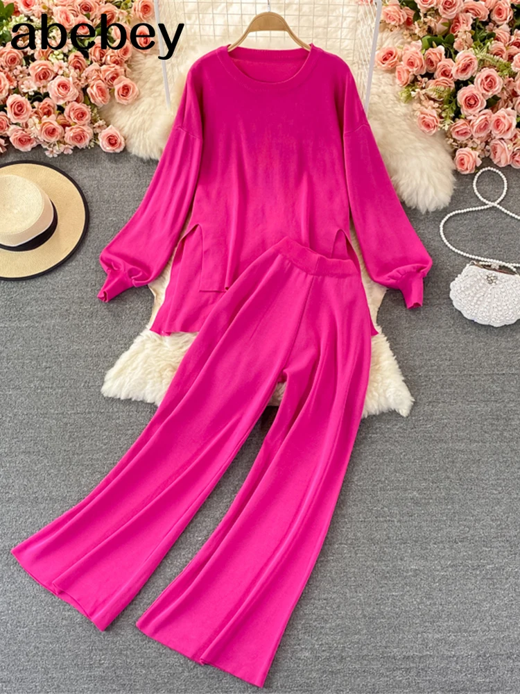 

Новый зимний женский спортивный костюм, свитер + широкие брюки, костюм большого размера, повседневный комплект из двух предметов, спортивные толстовки, пуловеры, наряды y2k