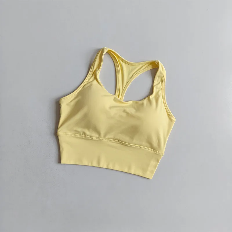 Damen Racer-Back Sport-BH Fitness-Weste Lauf-Gym-Top mit festen Cups Pilates-Trainings-Tanktop Sportbekleidung – Detail 3