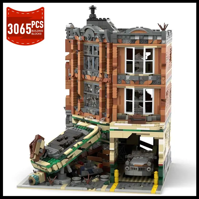 Moc City Architecture Corner Garage Auto Model Bouwsteen Set Autolift Diner Winkel MOC-66422 Constructeur Bakstenen Speelgoed Geschenken