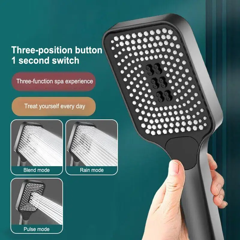 3 Mode High Pressure Shower Head Water Saving Adjustable Rainfall Spray for Daily Bathroom Shower Use