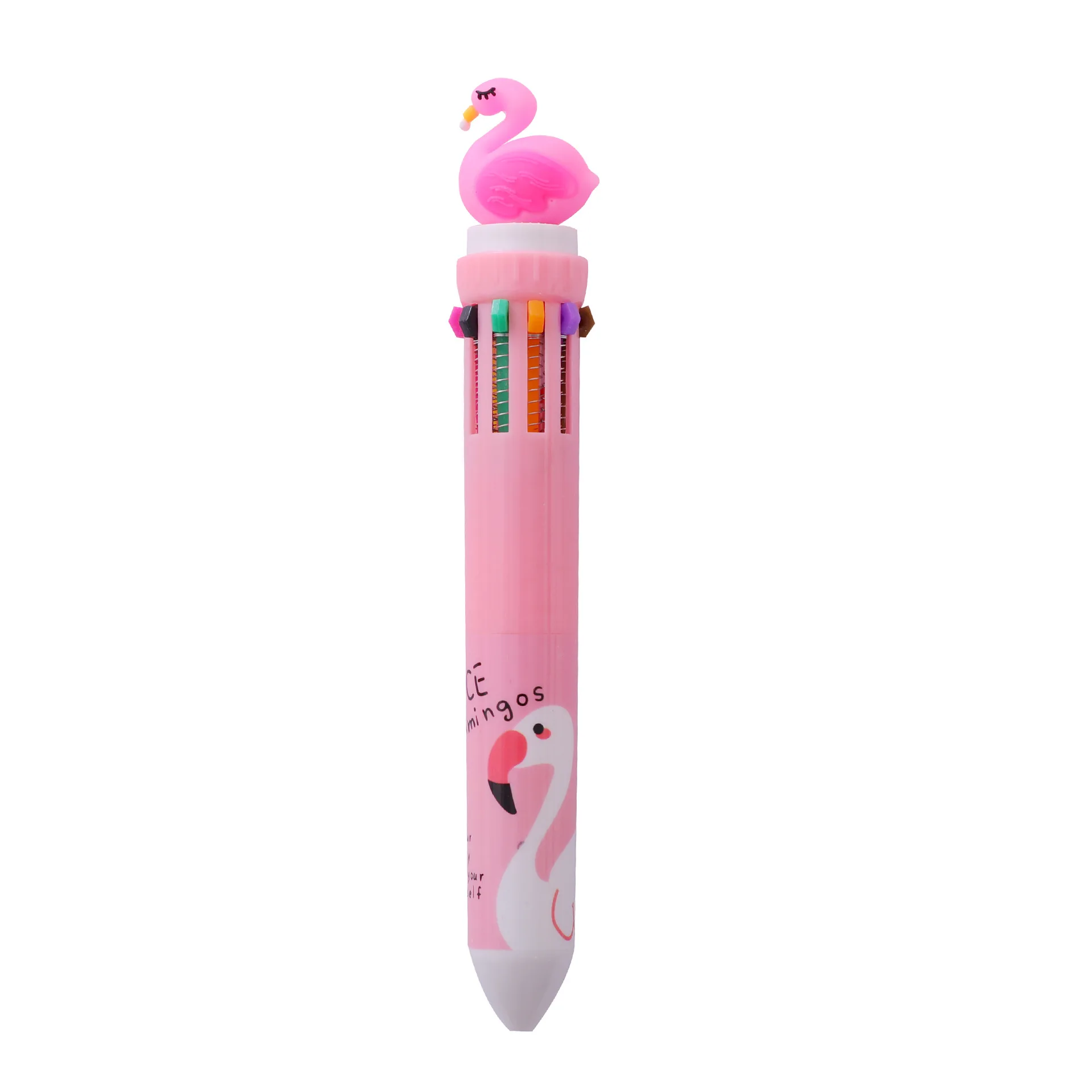 10Pcs/Lot Cute 10 Color Ballpoint Pen Multi-color Retractable Oil Pen Kawaii Unicorn Swan Dinosaur Office School Stationery Gift