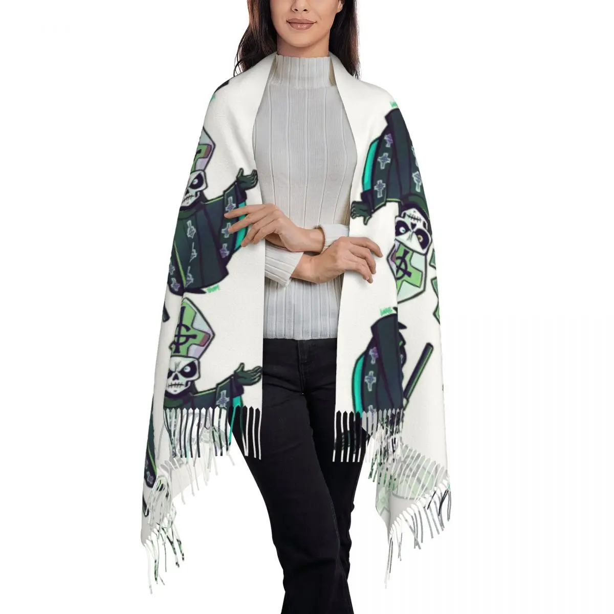 Rock Band Ghost BC 6 Scarf Tassel Scarves Women Soft Warm Shawls and Wraps Large Fall Winter Shawl Wrap