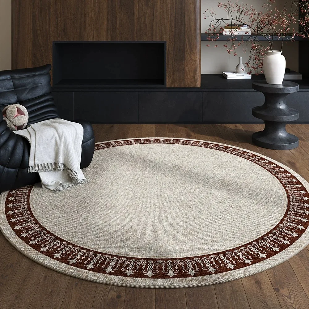 Vintage Distressed Persian Round Carpet for Living Room Floor Mat Bedroom Bedside Rug Non-slip Washable Mats Home Decoration 카페트
