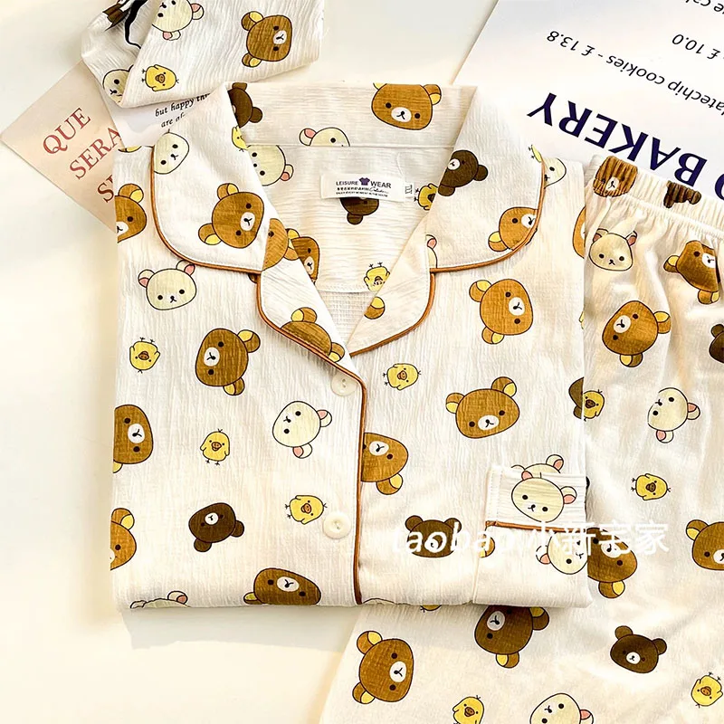 Anime Kawaii Rilakkuma Pajamas Long Sleeved Pants Sweet Student Sweet Leisure Versatile Fashion Birthday Gifts Girlfriend Gifts