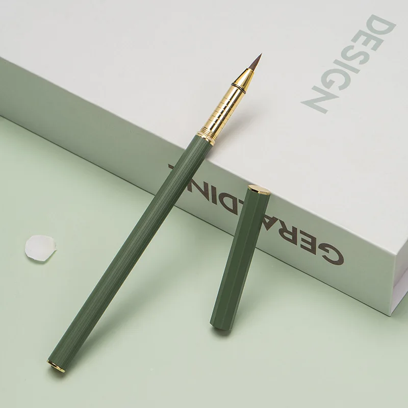 New Chinese Calligraphy Practice Metal Rod Brush Pen Style Small Kai Writing Soft Hair Self Absorbing Ink Wolf Hair Soft Hair