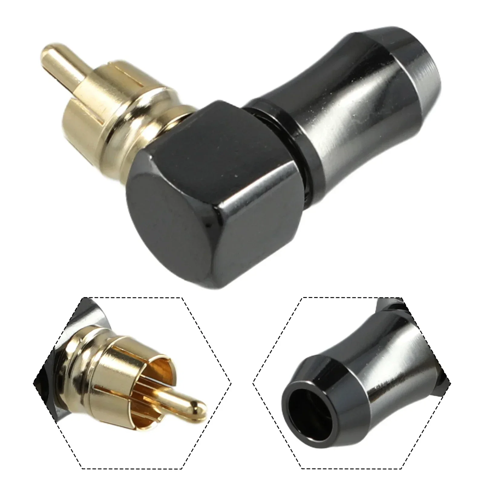 L-shaped Right Angle Elbow 90 Degree Male Conversion Head Male Plug Copper Audio Video Connector Soldering Adapte