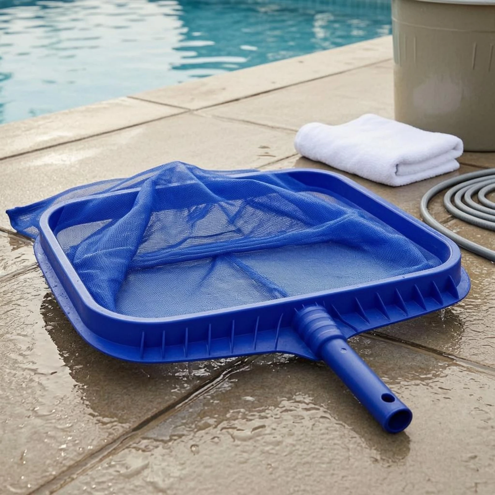 Pool Leaf Skimmer Long-Lasting Deep Mesh Skimmer Detachable Mesh Net Rectangular Frame Cleaning Tool Reuseable for Aquatic Ponds