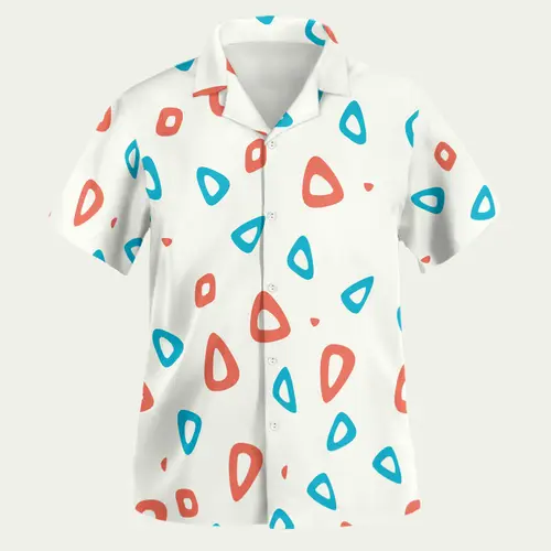 Imagen 2 del producto ""¡Sentido geométrico rojo-azul! Camisa hawaiana de arte pop: el revolucionario de la isla de la vibe artística ¡Último verano de 2025!""