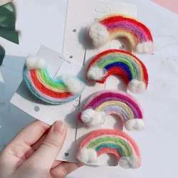 Ins Wool Felt Rainbow Bangs Clip for Baby Girls Hairpin Handmade Cute Versatile Hairpin Kids Handmade Headwear Hair Accessories