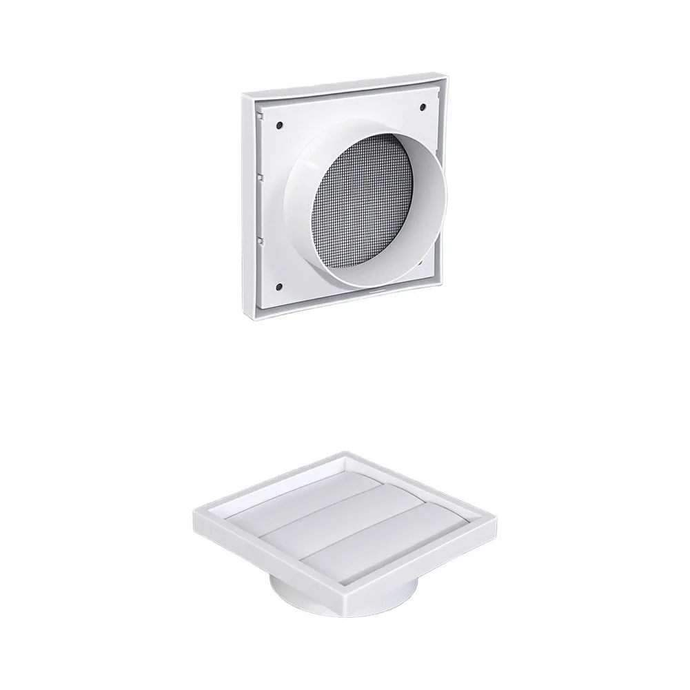 Ventilation Grille Cover with Gravity Closing Louvers for Garage Wall Attic Exterior Use Plastic White 140mm 175mm 228mm