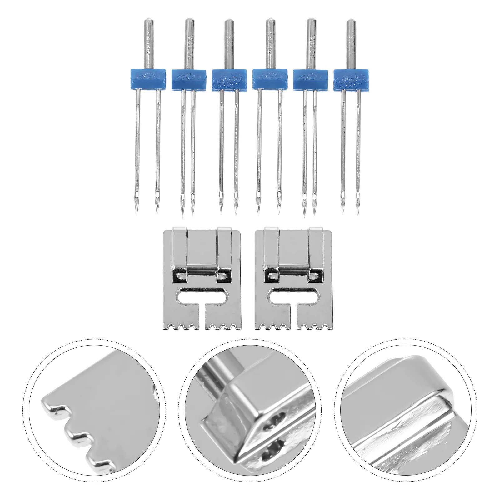 2 set Sewing Machine Presser Foot Set High-Grade Durable Lightweight Plastic Storage Double Needle Threading Device For