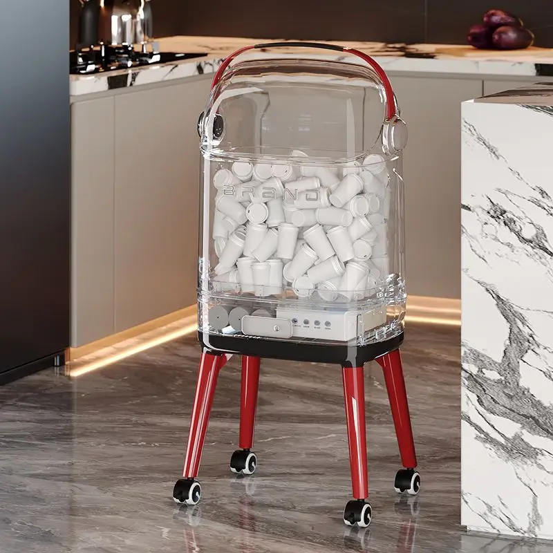 Luxury Waste Bins with Wheels Large capacity High legged Storage Waste Bins Modern Creative Trash Can Kitchens Accessories