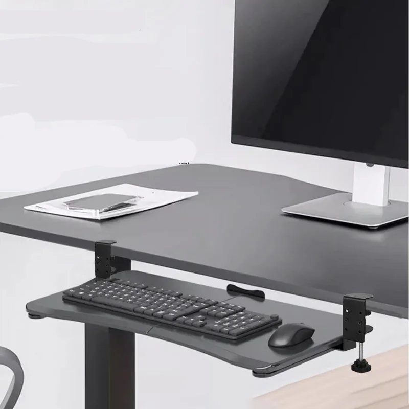 

No-drill Keyboard Holder Keyboard Drawer Tray Desktop Slide Clamp Drawer Organizer Computer Mouse Storage Rack Under-desk Stand