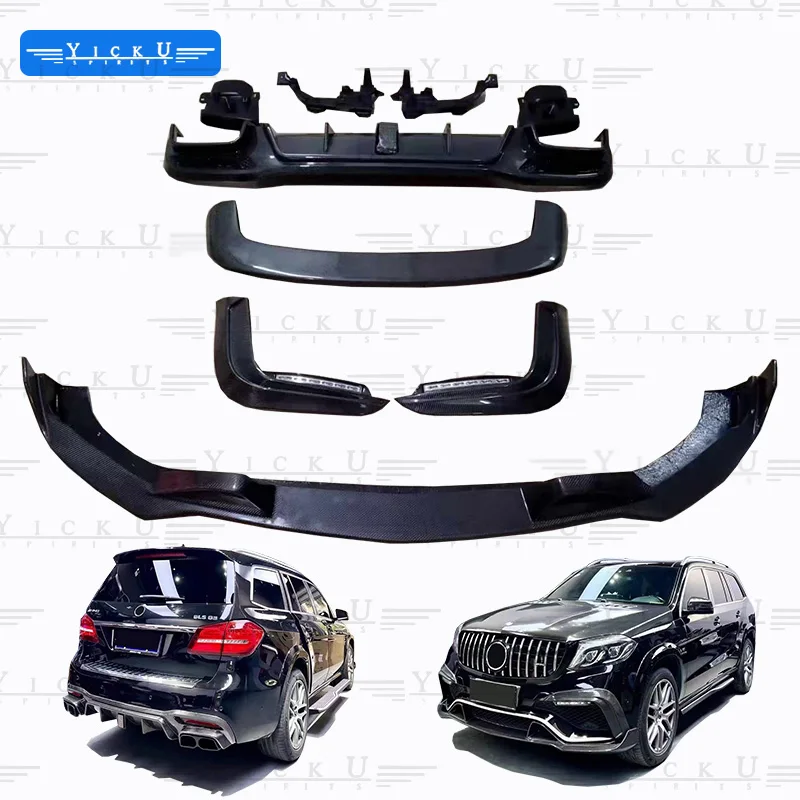 

YICKU High Quality B Style for Mercedes Benz GLS 63 X166 AMG 16-19 450 53 Bra Bus Carbon Fiber Body Kit Front Lip Rear Diffuser