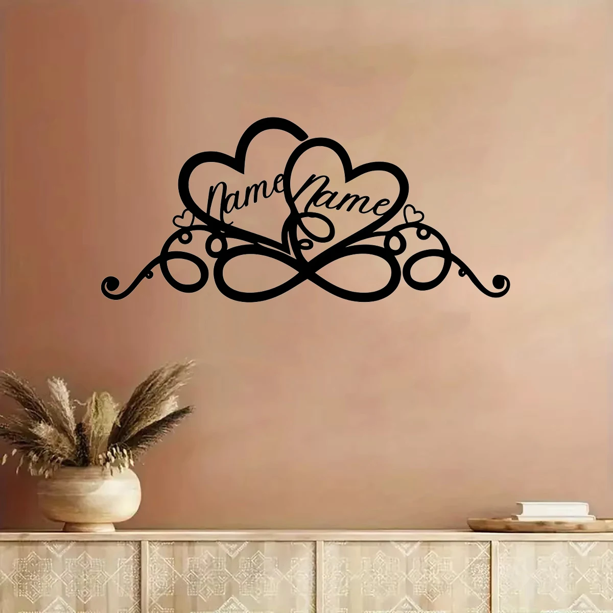 Elegant Metal Wall Art Family Infinite Heart Sign Personalized Wedding Gift for Couple Lover, Metal Heart Sign Engagement Decor