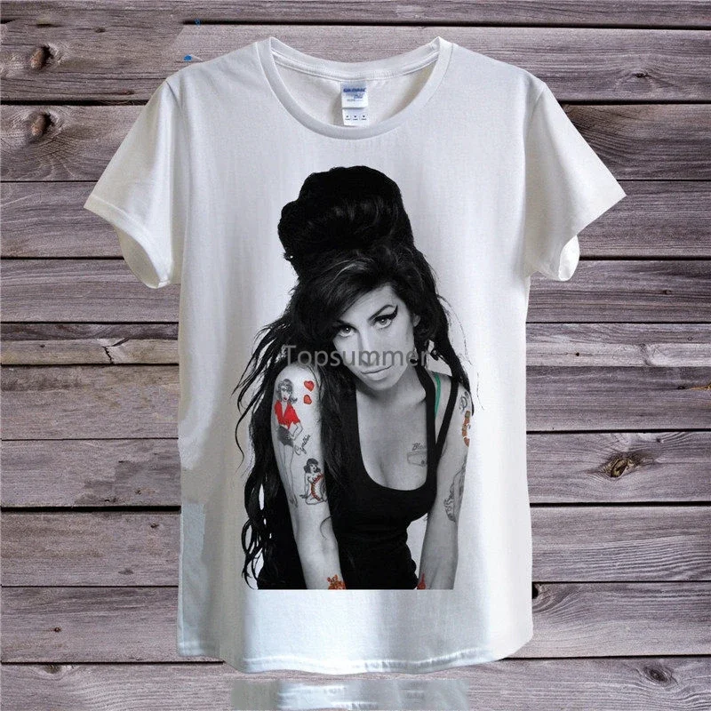 2017 New Fas Hion'S Tailored Shirts Top O Neck Short Sleeve Mens Amy Winehouse T Shirt