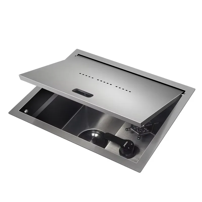 

Luxury New Fashion Hidden Cup Washer Sink Saving Space Kitchen Sink Nano Two Stepps Deep Under Mount Sink