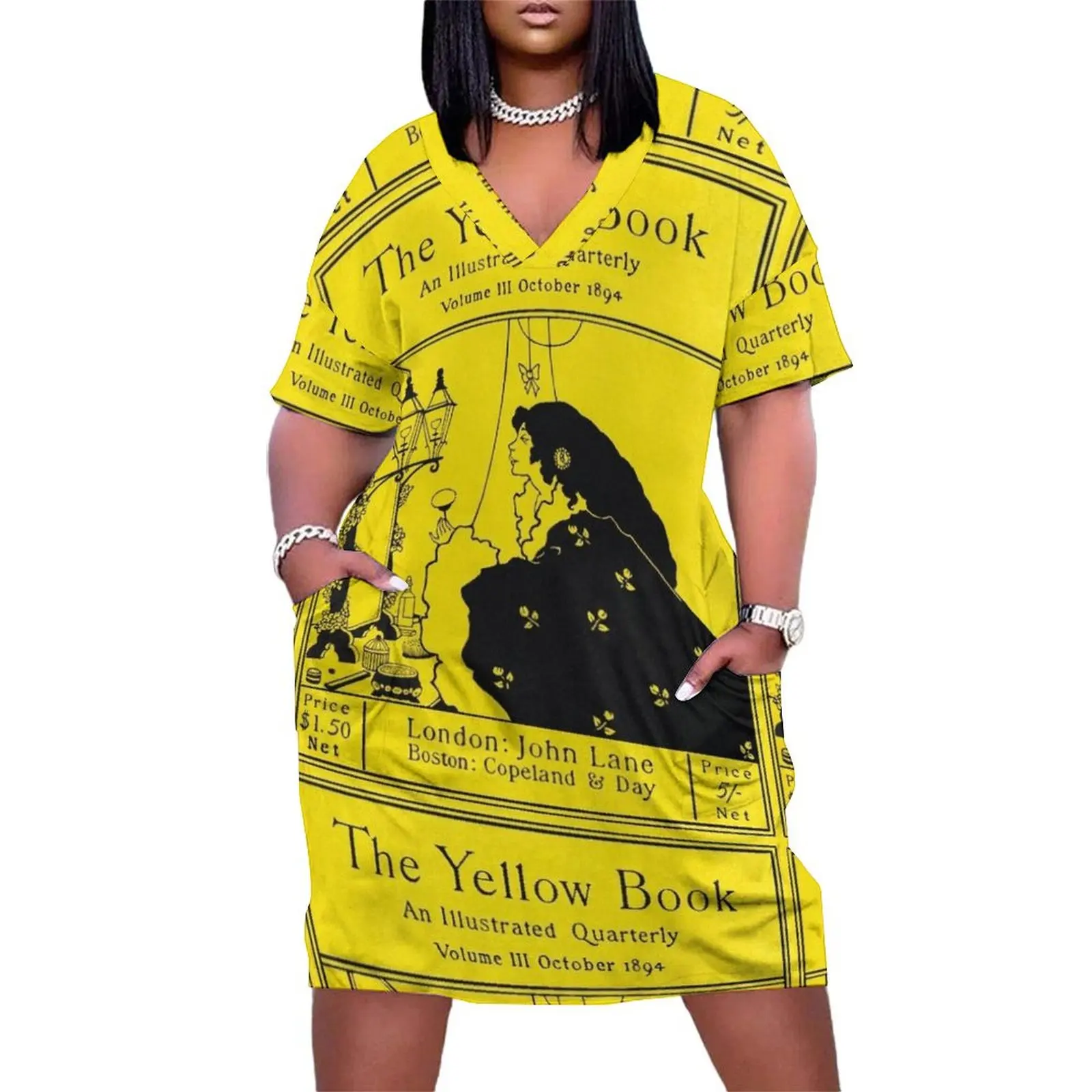 

The Yellow Book - Aubrey Beardsley - vintage Victorian cover Loose Pocket Dress sexy dress Women's summer dress