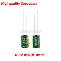 6. 3v820uf high frequency low resistance long service life direct plug electrolytic capacitor 820UF 6.3v size 8X12MM