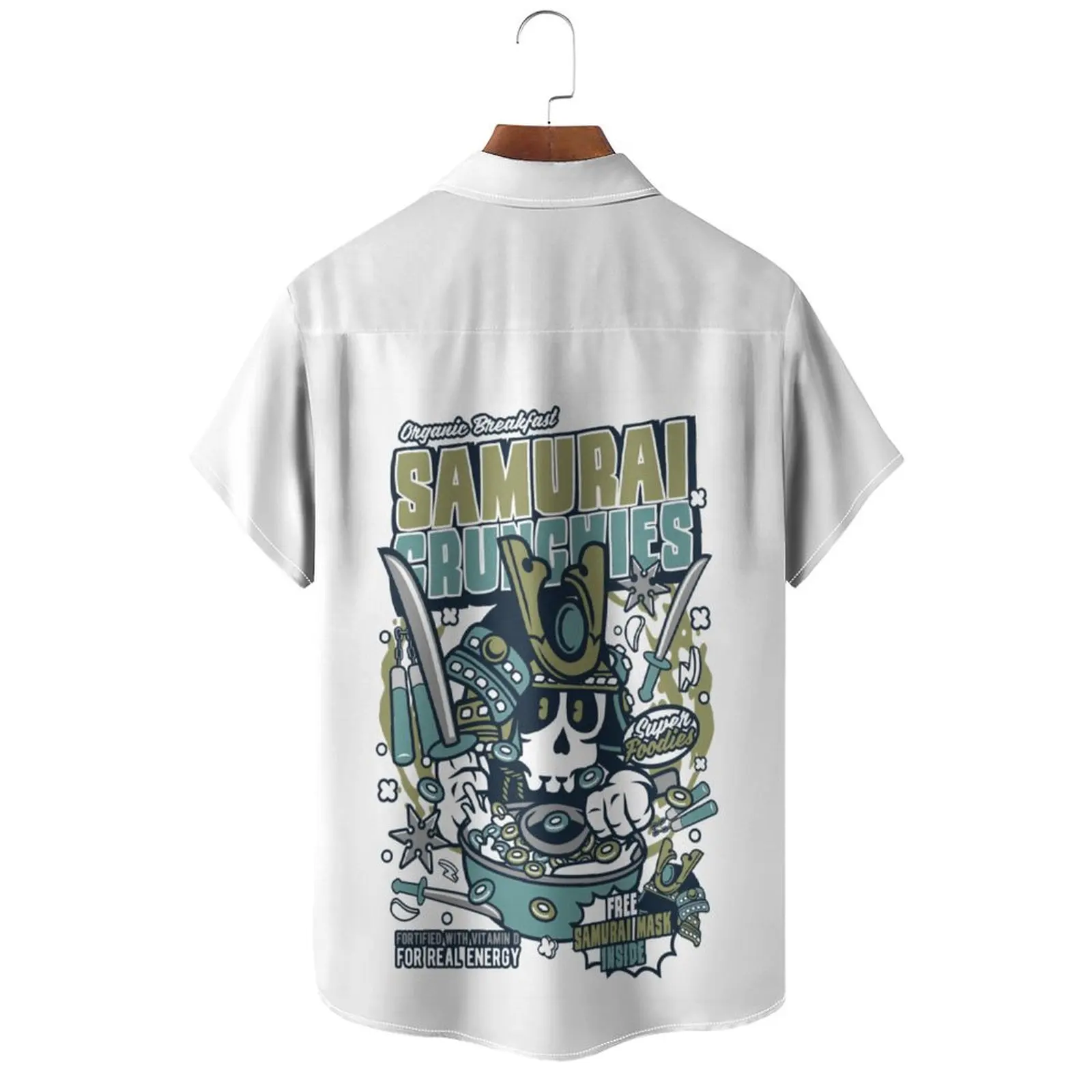 Japanese retro skull warrior illustration pattern street printed mens shirt clothing jerseys brands casual summer clothes