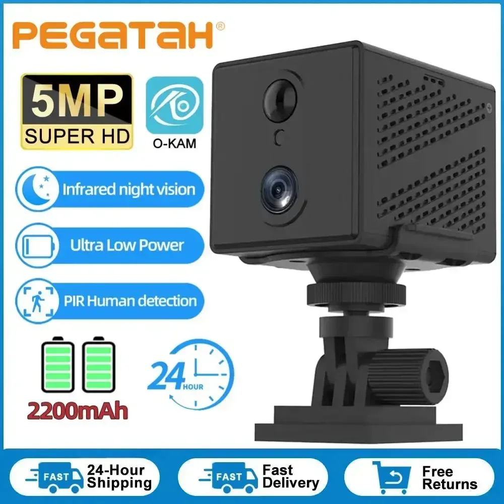 

1-5 шт. 5MP HD 4G мини-камера для использования в помещении, Wi-Fi, ночное видение, мониторинг безопасности, аккумулятор 2200 мАч, домашняя камера малой мощности