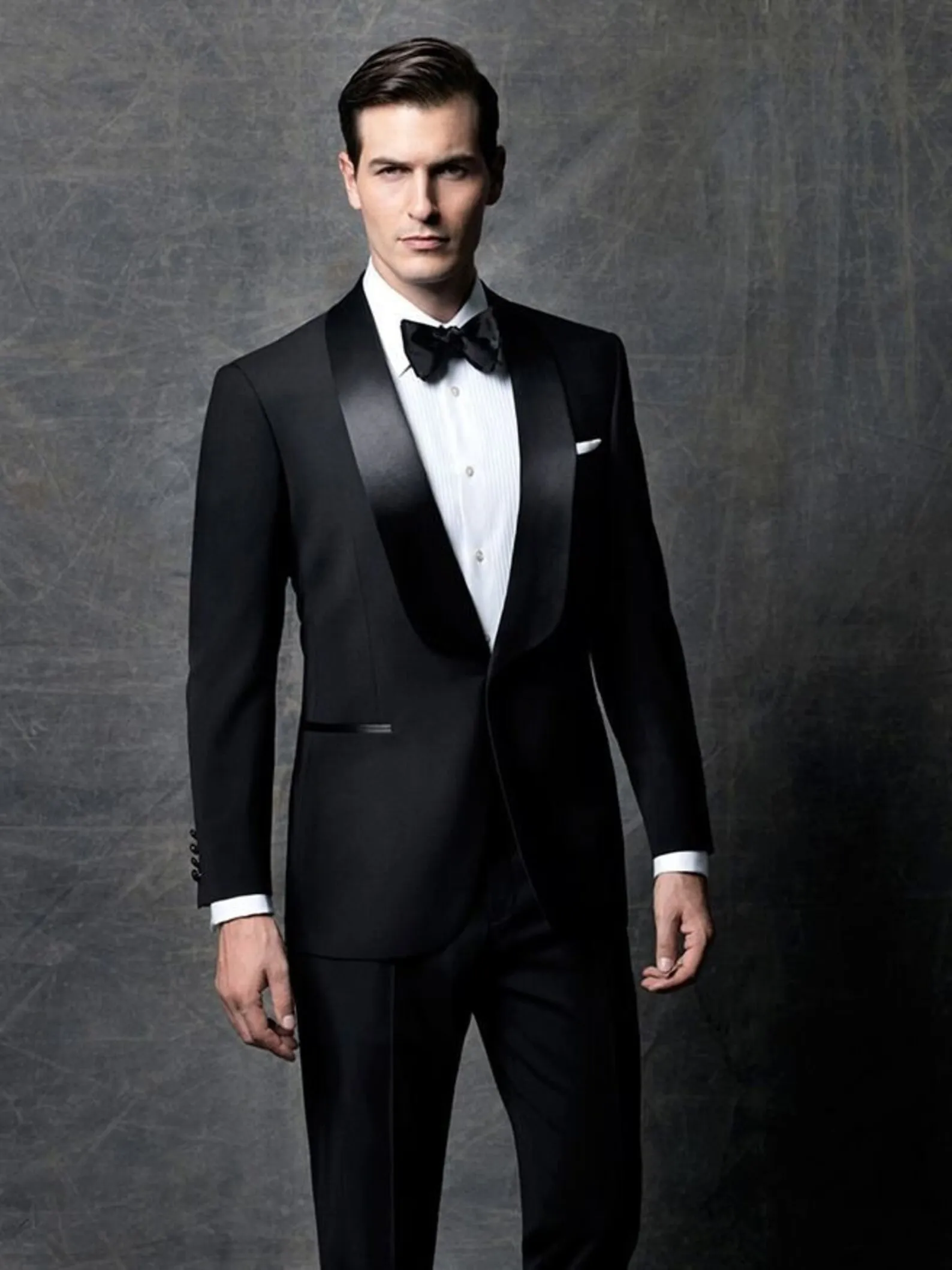 Black Elegant Suits For Men Shawl Lapel Slim Fit Wedding Business Tuxedo Custom Made Two-Piece (Jacket+Pants) Trajes De Hombre